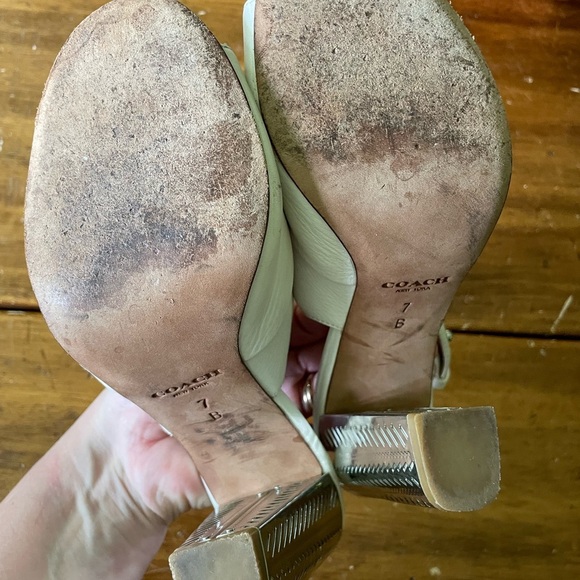Coach Cream Leather Slingback Heels - Picture 5 of 8